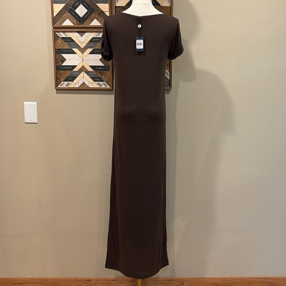 Ralph Lauren V-Neck Jersey Wool Modal Dark Brown Short Sleeve Dress Small NWT - Picture 4 of 10